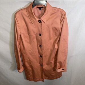 Brooks Brothers 346 Women’s Button Up Coat Size 14 Pink Peach Shimmer Going Out